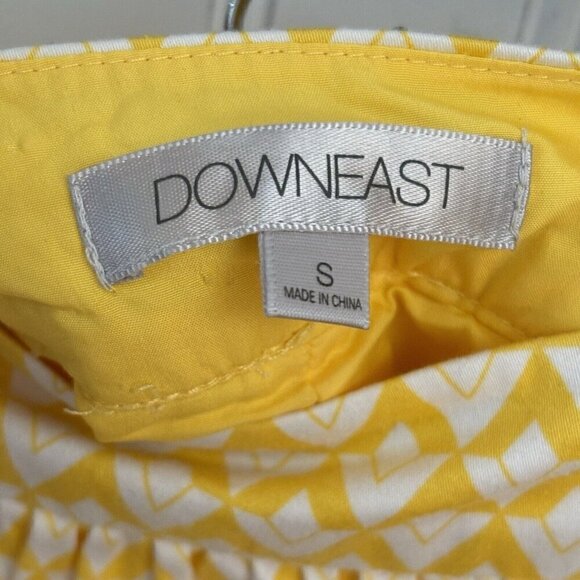 Downeast Womens Small A-line Skirt Yellow White Chevron Pockets Lined Side Zip - Picture 8 of 12